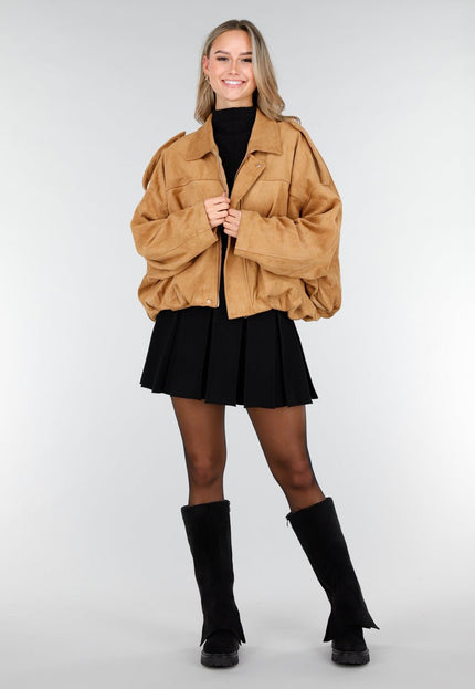 NEW121125 Camel Suède Look Jas