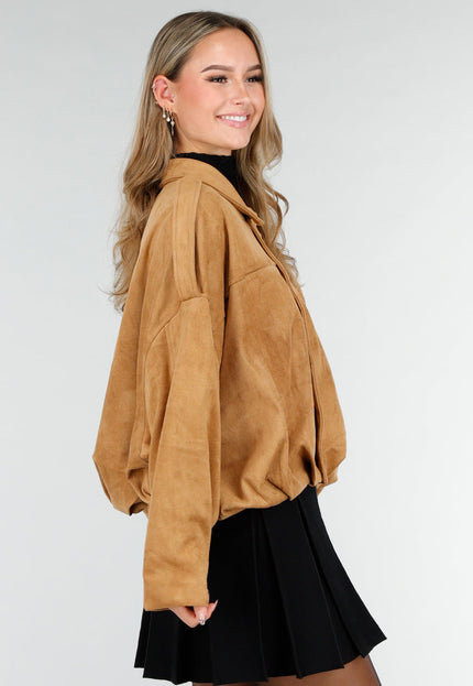 NEW121125 Camel Suède Look Jas