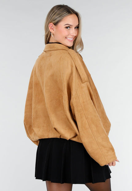 NEW121125 Camel Suède Look Jas
