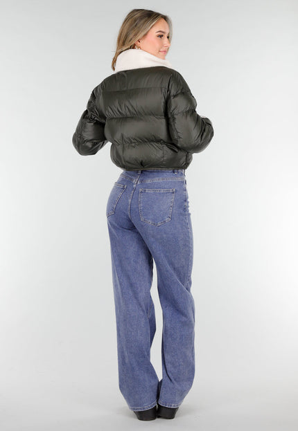 NEW121125 Donkergroene Teddy Kraag Jas