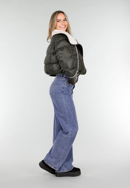 NEW121125 Donkergroene Teddy Kraag Jas