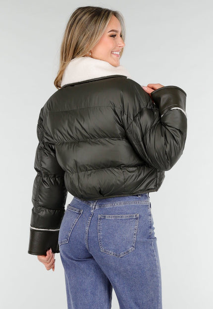 NEW121125 Donkergroene Teddy Kraag Jas