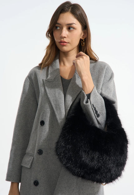 NEW121125 Faux Fur Tas met Gouden Schouderketting