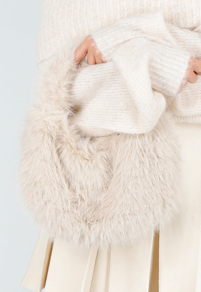 NEW121125 Faux Fur Tas met Gouden Schouderketting