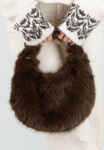 NEW121125 Faux Fur Tas met Gouden Schouderketting