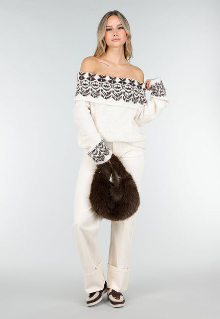 NEW121125 Faux Fur Tas met Gouden Schouderketting