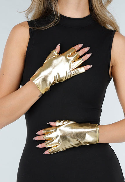 NEW121125 Gouden Metallic Stretch Handschoenen