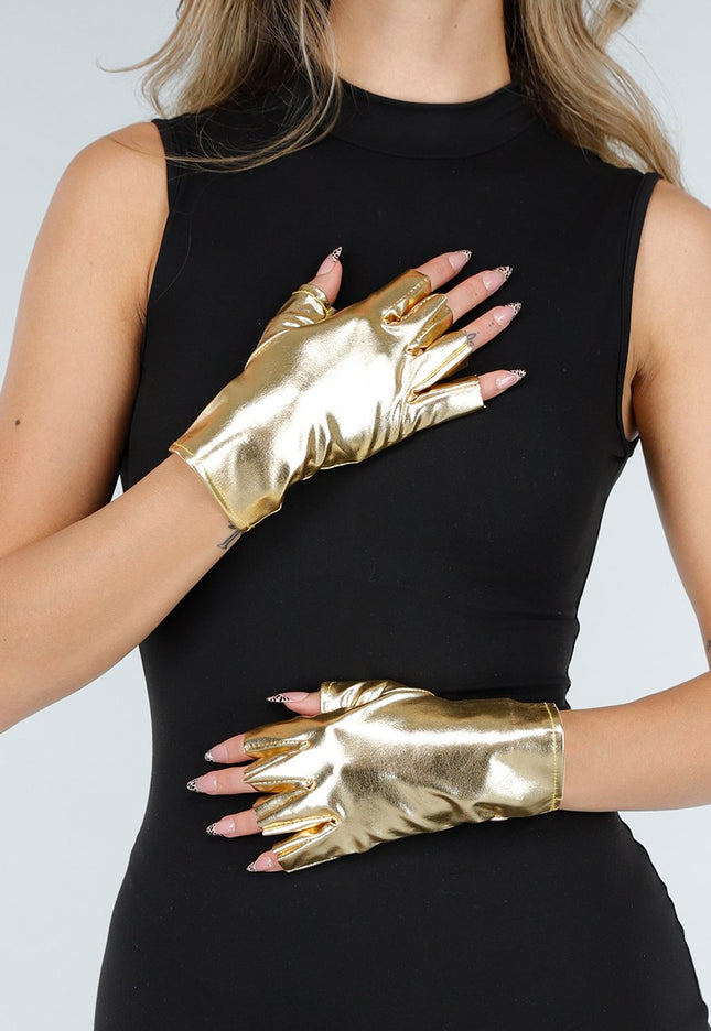 NEW121125 Gouden Metallic Stretch Handschoenen
