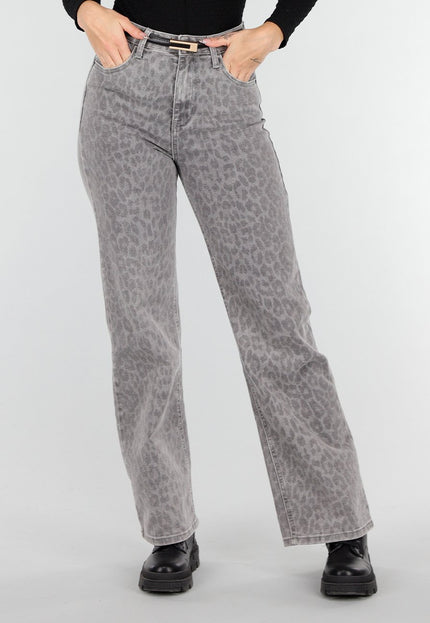 OP=OP.50.NL Grijze Stretch Jeans met Panterprint