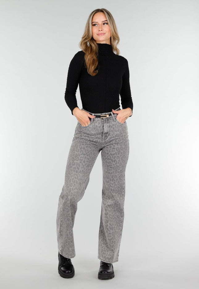 OP=OP.50.NL Grijze Stretch Jeans met Panterprint