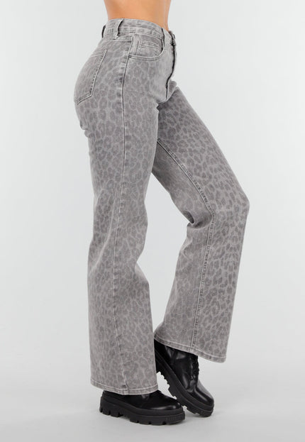OP=OP.50.NL Grijze Stretch Jeans met Panterprint