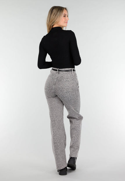 OP=OP.50.NL Grijze Stretch Jeans met Panterprint