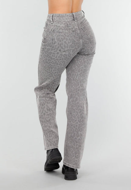 OP=OP.50.NL Grijze Stretch Jeans met Panterprint