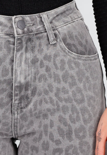 OP=OP.50.NL Grijze Stretch Jeans met Panterprint