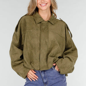 NEW121125 Khaki Suède Look Jas