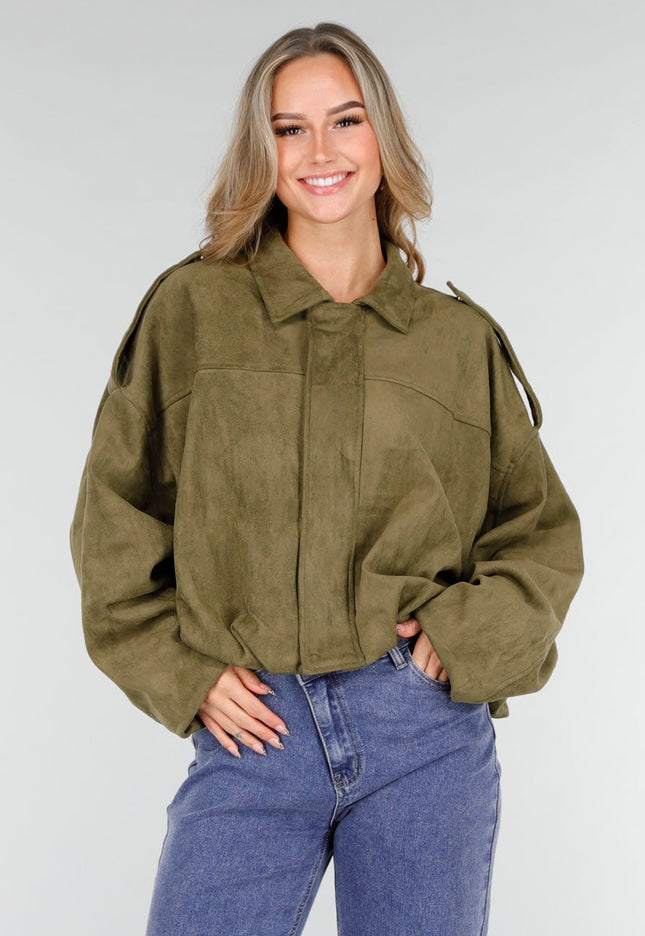 NEW121125 Khaki Suède Look Jas