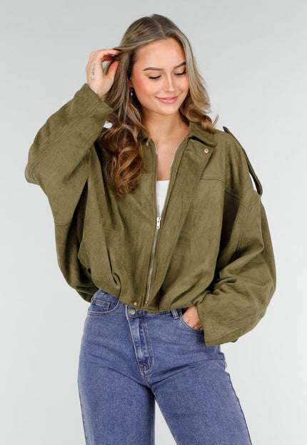 NEW121125 Khaki Suède Look Jas