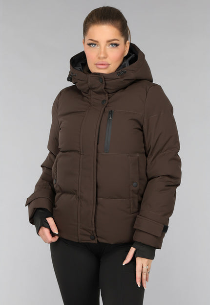 WINTER Korte Bruine Winterjas met Capuchon