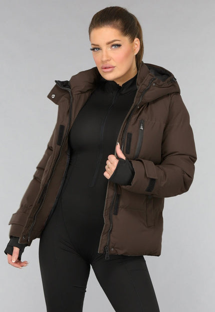 WINTER Korte Bruine Winterjas met Capuchon