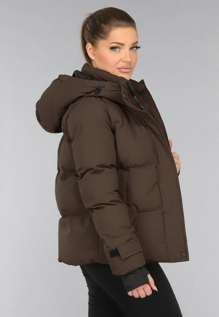 WINTER Korte Bruine Winterjas met Capuchon