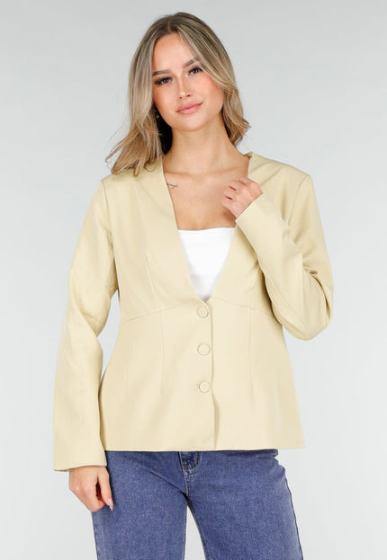 NEW121125 Lichtgele Blazer met Knoopsluiting