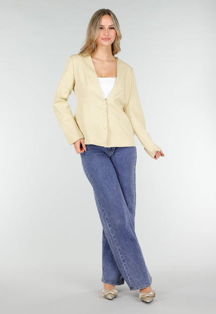 NEW121125 Lichtgele Blazer met Knoopsluiting