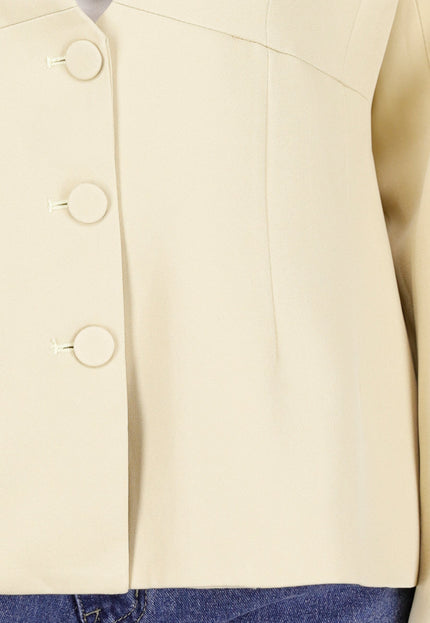 NEW121125 Lichtgele Blazer met Knoopsluiting