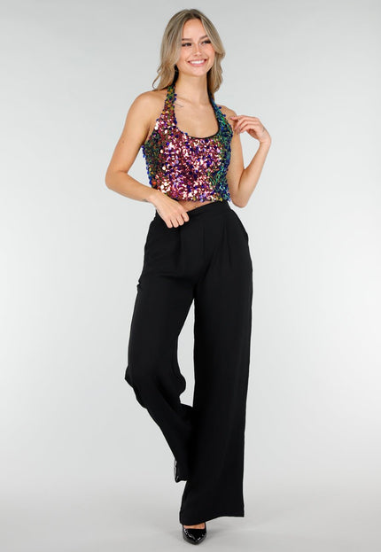 Multicolor Pailletten Halter Top
