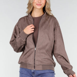 NEW121125 Taupe Bomberjack met Rits