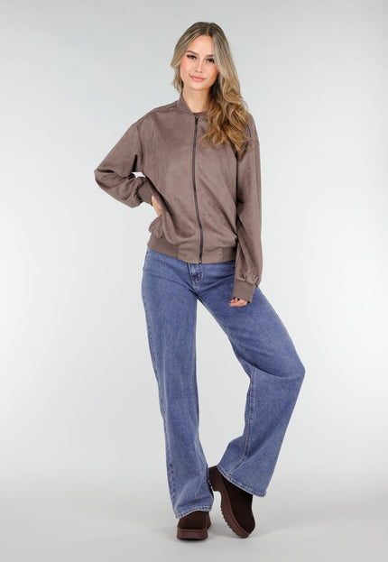 NEW121125 Taupe Bomberjack met Rits