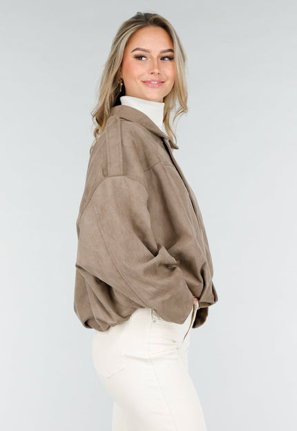 NEW121125 Taupe Suèdelook Jas