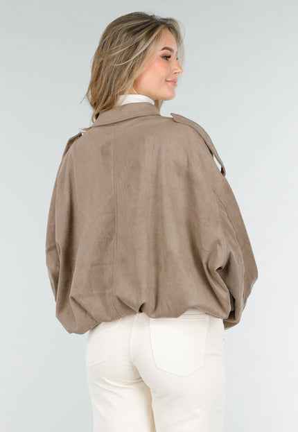 NEW121125 Taupe Suèdelook Jas