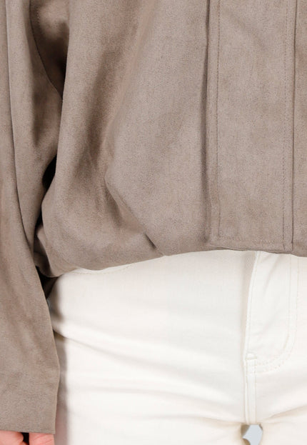 NEW121125 Taupe Suèdelook Jas