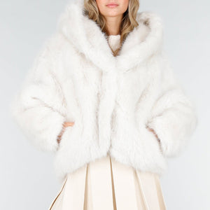NEW121125 Witte Faux Fur Jas