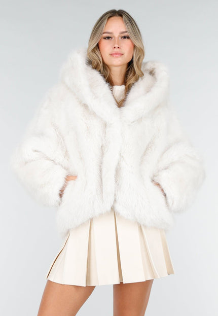 NEW121125 Witte Faux Fur Jas