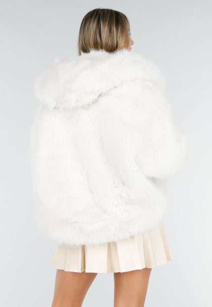 NEW121125 Witte Faux Fur Jas