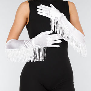 NEW121125 Witte Satijnen Stretch Handschoenen