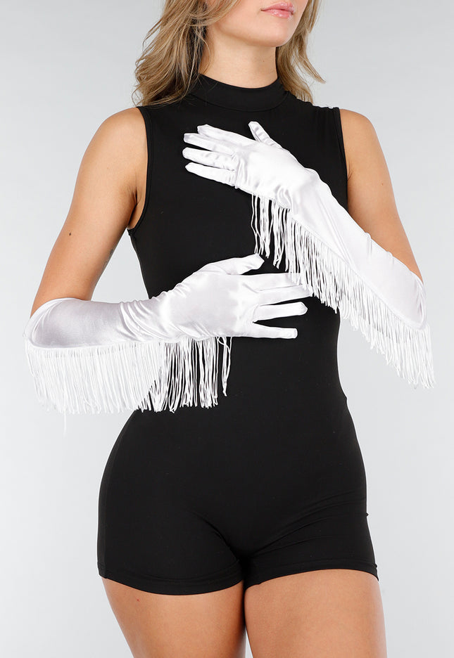 NEW121125 Witte Satijnen Stretch Handschoenen