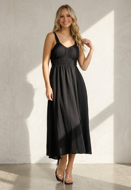 NEW121125 Zwarte Midi Jurk