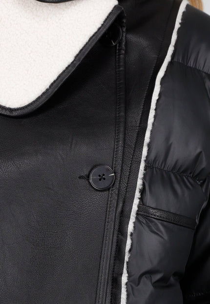 NEW121125 Zwarte Pufferjas met Sherpa Kraag