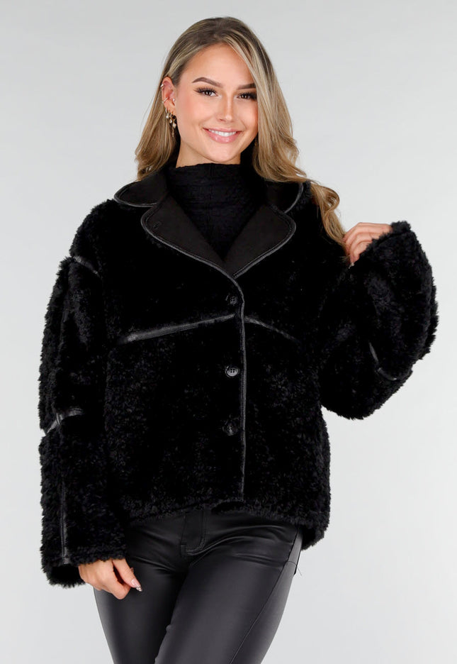 NEW121125 Zwarte Teddy Jas