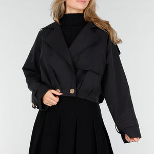 NEW121125 Zwarte Trenchcoat