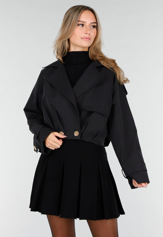 NEW121125 Zwarte Trenchcoat