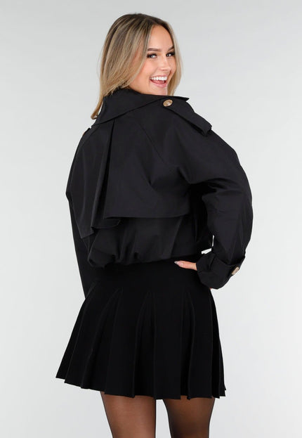 NEW121125 Zwarte Trenchcoat