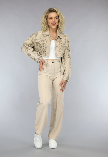 OP=OP.50.NL Beige Jasje met Geborduurde Print