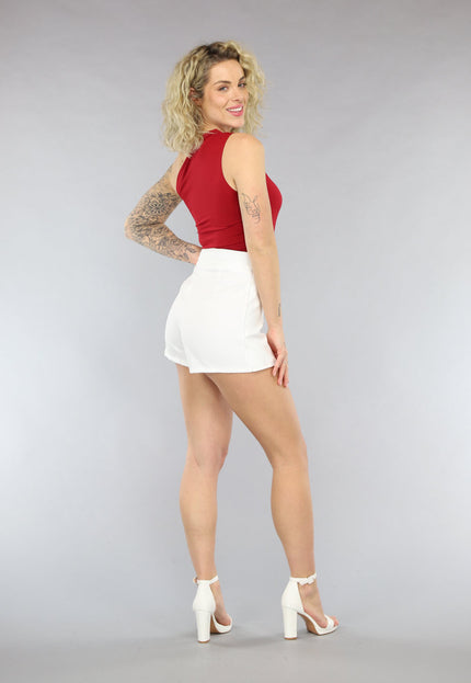 OP=OP.AV.09 Rode One Shoulder Top met Plooitjes