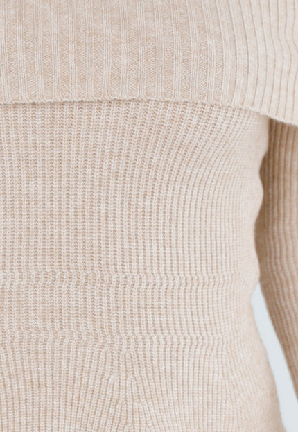 NEW130825 Beige Off Shoulder Trui