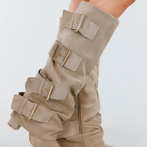 OP=OP.05.S Beige Suèdelook Laarzen