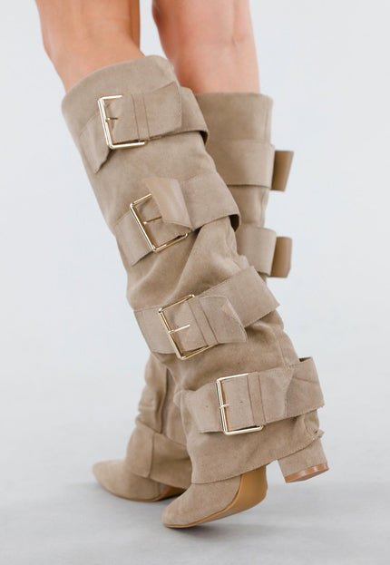 OP=OP.05.S Beige Suèdelook Laarzen