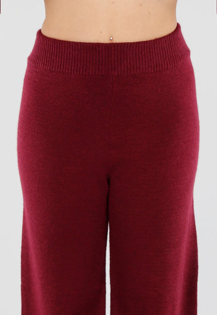 NEW130825 Bordeaux Gebreide Set Wijde Broek